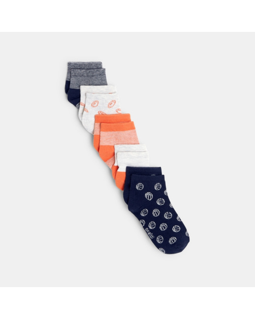Socquettes fantaisie (lot de 5) orange garçon