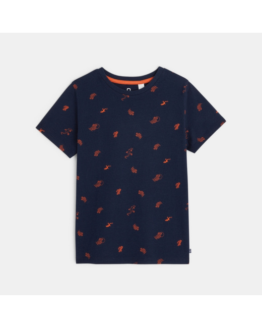 T-shirt imprimé de petits motifs cactus bleu garçon