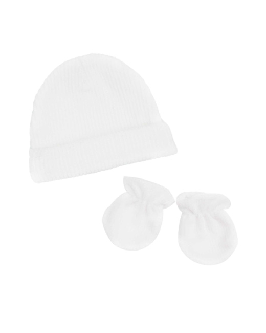 Lot naissance Bonnet et moufles