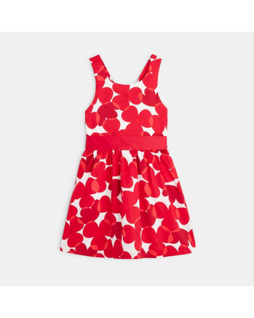 Robe à bretelles imprimée rouge fille