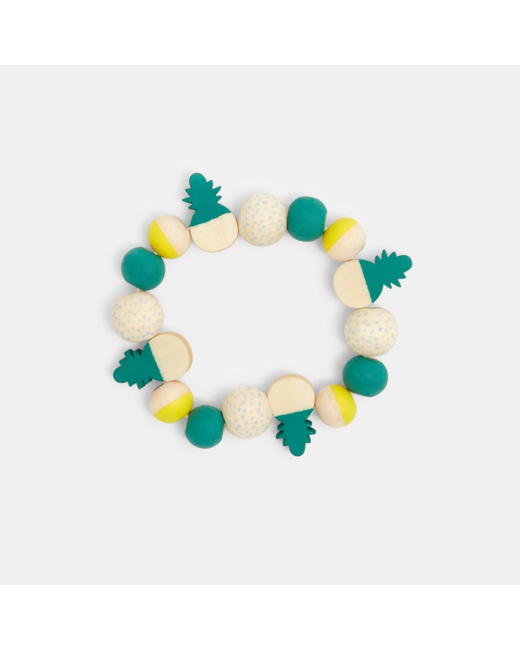 Bracelet de perles vert et jaune fille