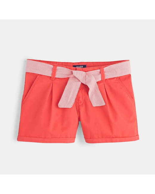 Short en toile rouge fille