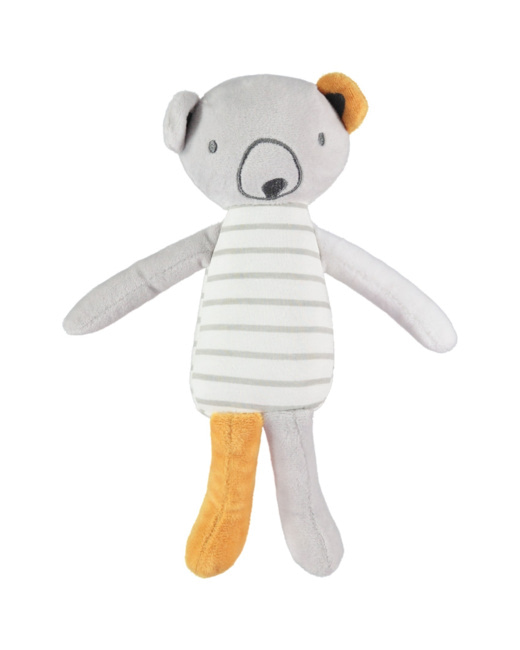 Peluche forme ourson à rayures et détails brodés
