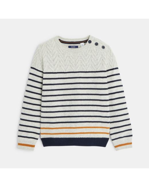 Pull rayé marin en tricot blanc garçon