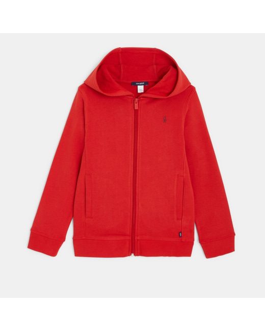 Sweat-shirt uni à capuche rouge garçon