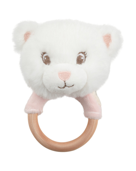 Hochet en peluche avec anneau en bois