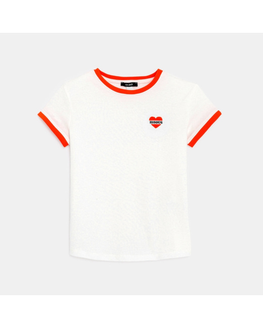 T-shirt manches courtes bisou blanc fille