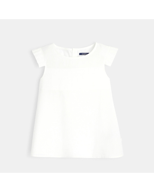 Top blanc plissé fille