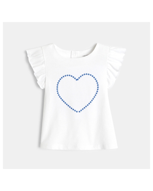 T-shirt manches volantées cœur brodé