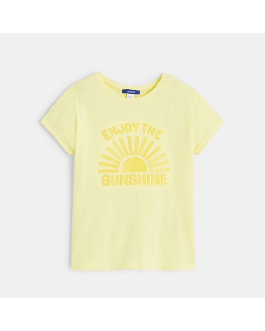 T-shirt à message jaune fille