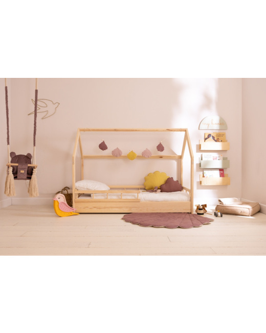 Lit cabane H bois naturel