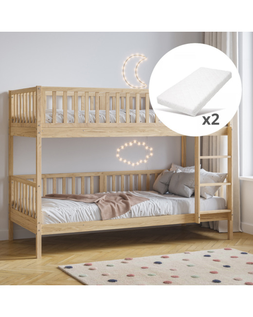 Lit superposé en bois avec matelas Plume