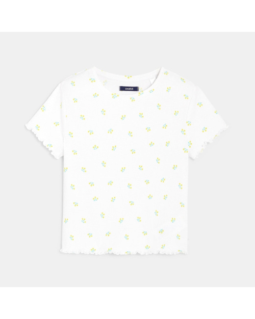 T-shirt à bords ondulés jaune fille