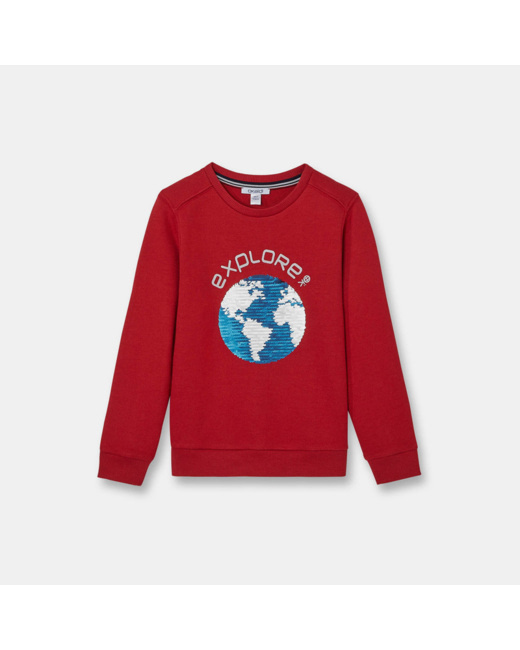 Sweat à motif sequins rouge garçon