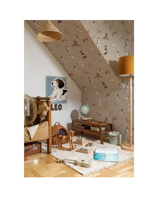 Papier peint chiens beige