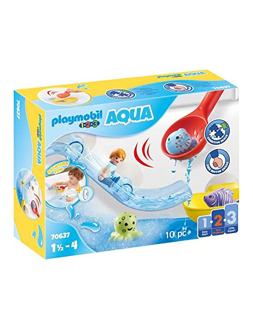Playmobil 1.2.3 - Grand toboggan aquatique et animaux marins