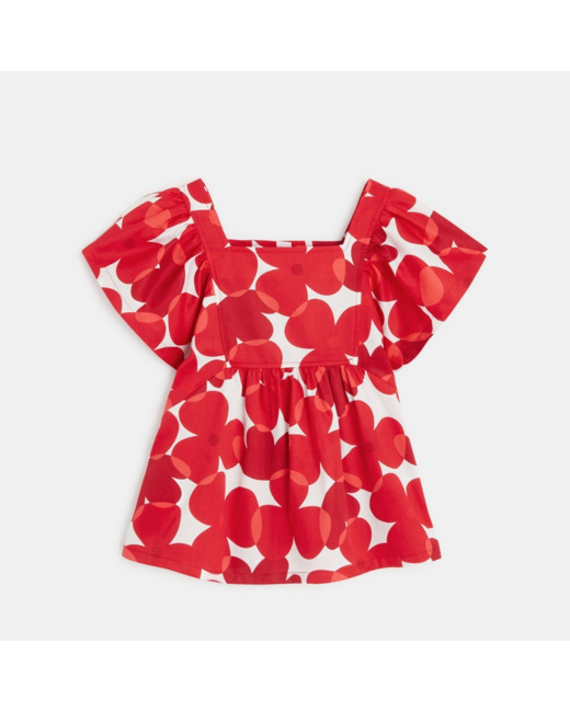 Blouse évasée imprimée rouge fille