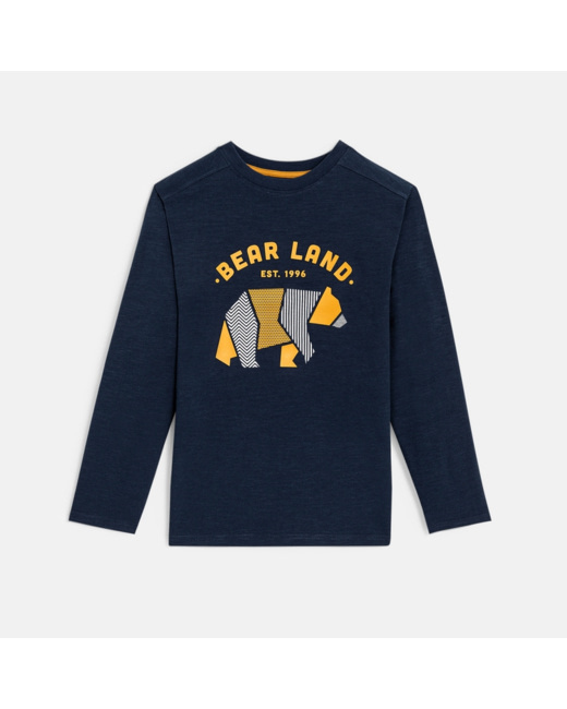 T-shirt manches longues motif ours bleu garçon