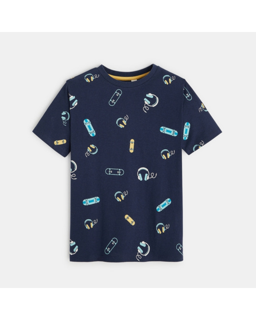 T-shirt imprimé manches courtes bleu garçon