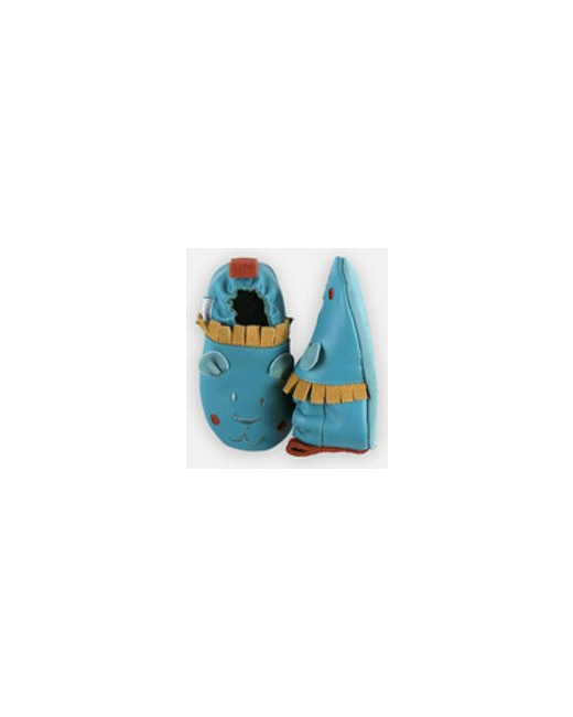 Chaussons lion en cuir