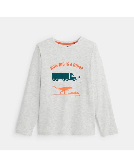 T-shirt manches longues motif dinosaure blanc garçon