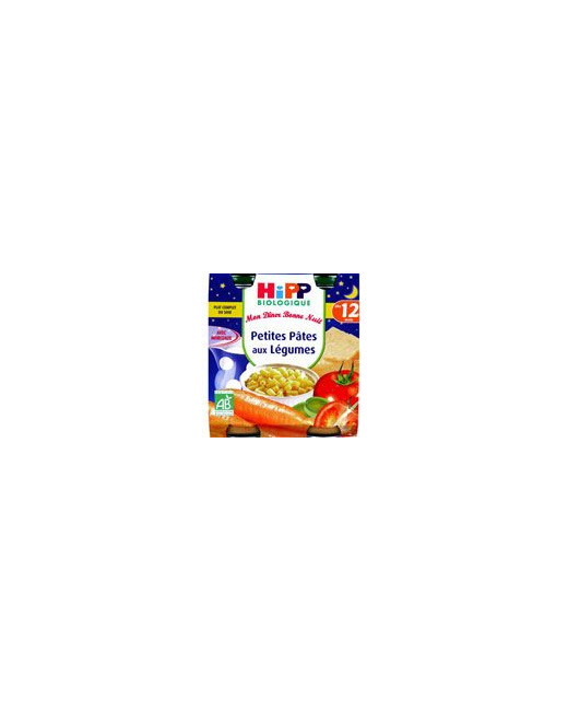 Menu Bonne Nuit Petites Pâtes aux Légumes - 2 pots x 250g - 12 mois
