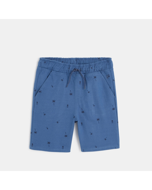Short en molleton imprimé "cocotiers" bleu garçon