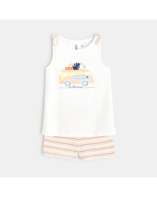 Pyjama d'été 2 pièces en jersey blanc fille