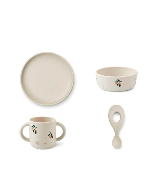 Coffret repas en silicone Vivi - Peach / Sea shell mix