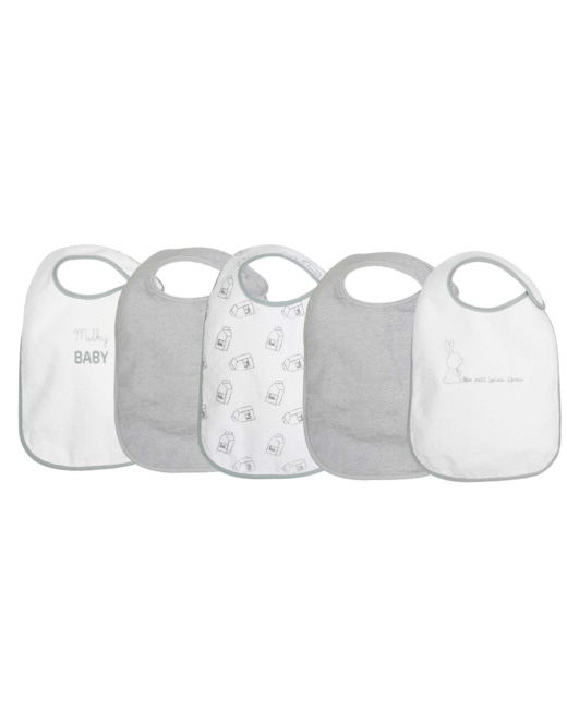 Lot de 5 grands bavoirs naissance