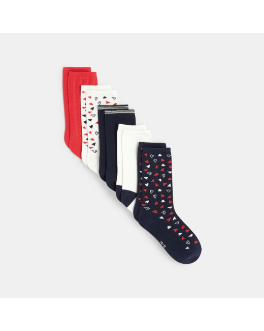 Chaussettes fantaisie (lot de 5 paires) bleues fille