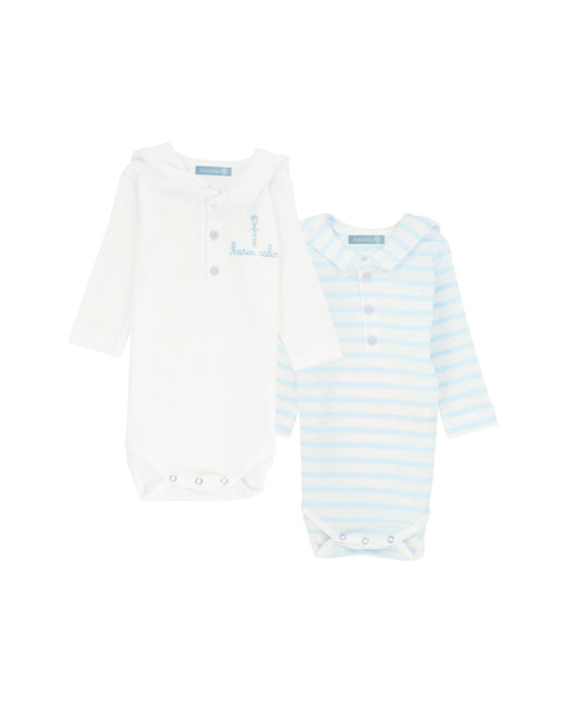 Lot de bodies 2 "Brendan" Baby - coton - Blanc/Nuage
