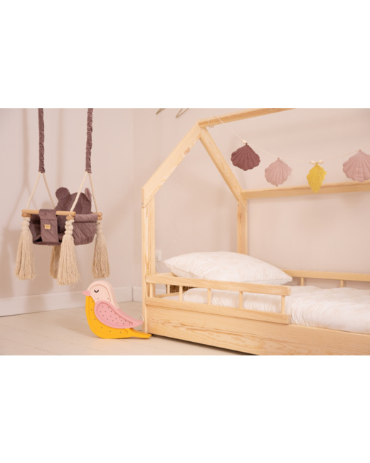 Lit cabane H bois naturel