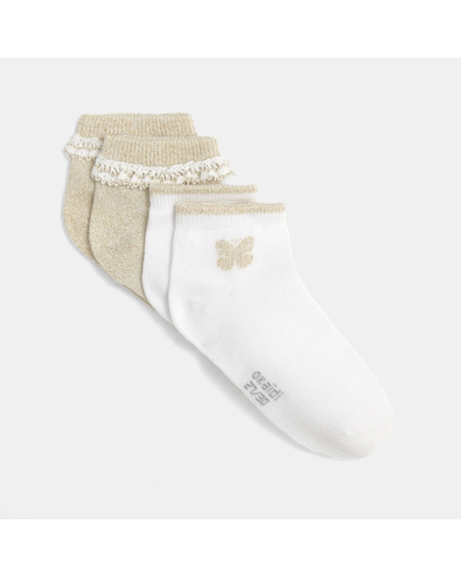 Socquettes fantaisie (lot de 2) beige fille