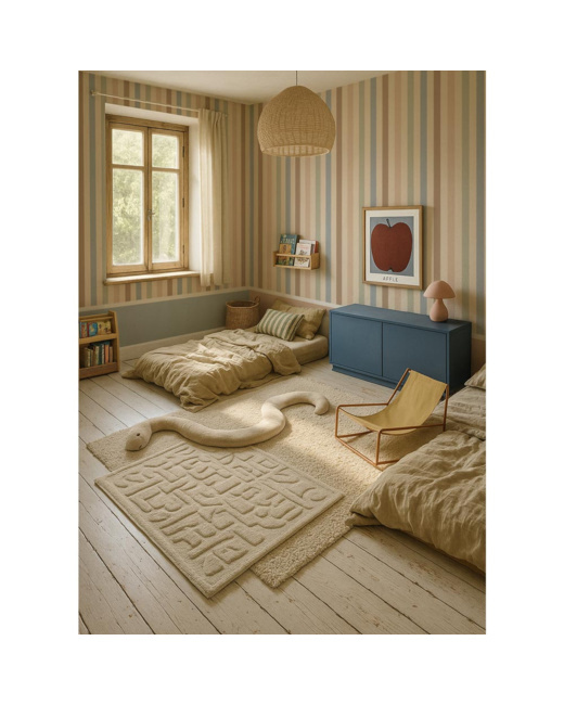 Papier peint enfants Rayures Naturel