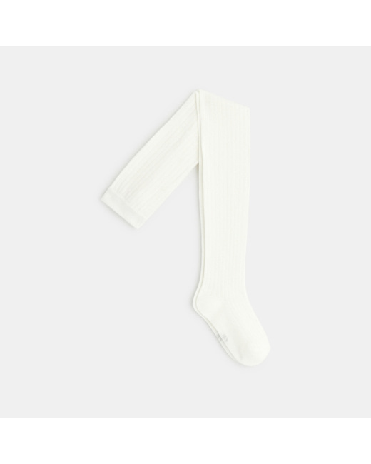 Collants en tricot côtelé blancs fille