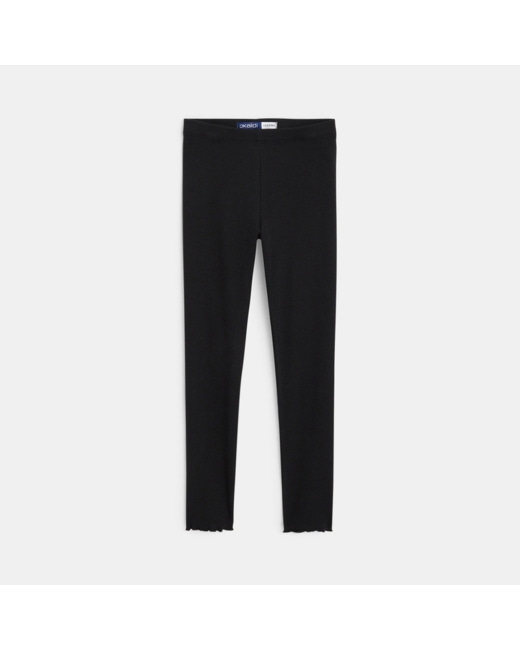 Leggings unis en jersey doux noir fille