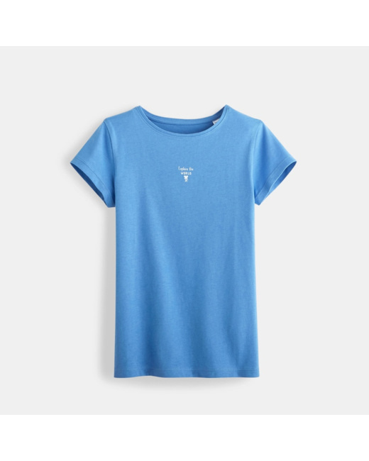 T-shirt à message bleu fille