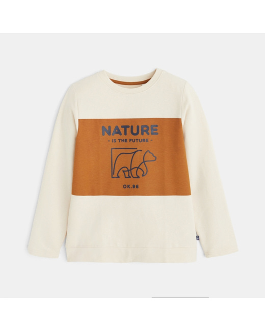 Sweat-shirt à message "nature is the future" blanc garçon
