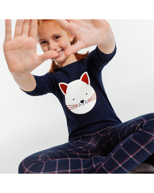 T-shirt à motif animal bleu fille