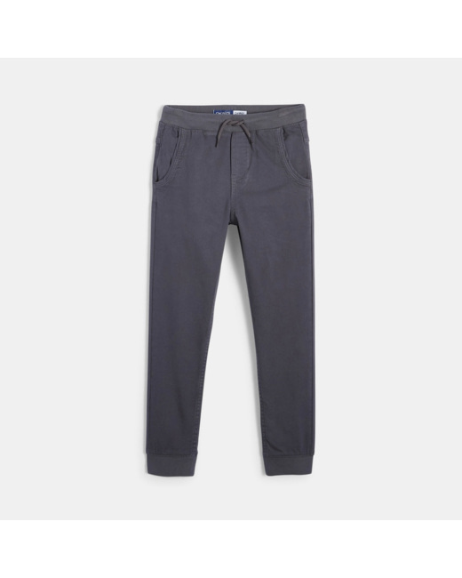 Jogpant uni en toile stretch gris garçon