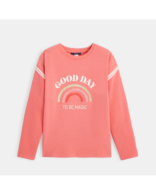 Sweat à message Good Day rose fille