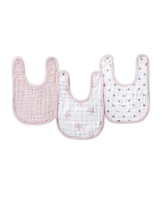 Pack de 3 bavoirs à boutons-pression 