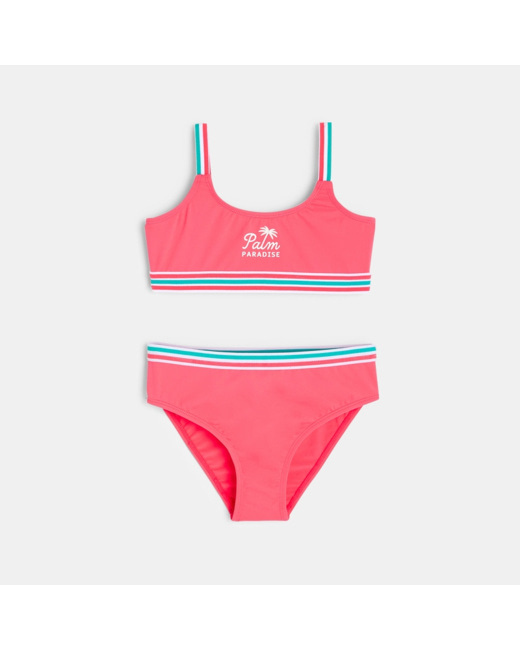 Maillot de bain 2 pièces rose fille