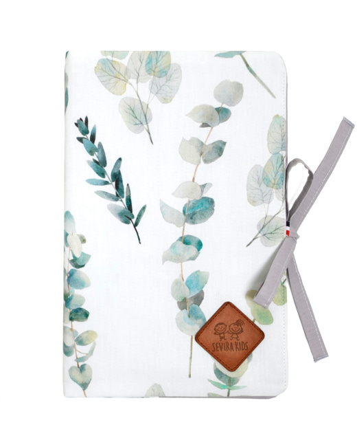 Protège carnet de santé bébé en coton, Eucalyptus
