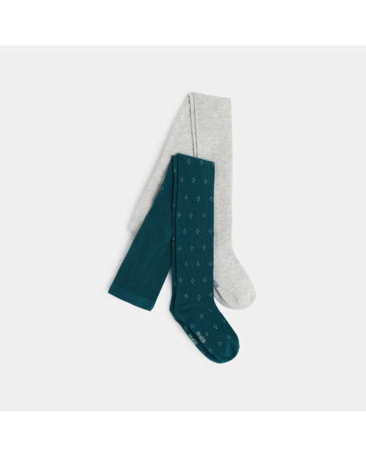 Collants chauds en tricot (lot de 2) gris fille