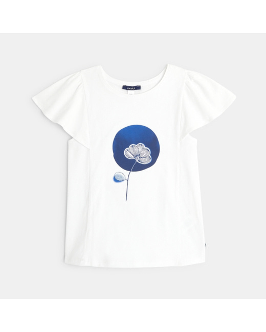 T-shirt à manches papillon blanc fille