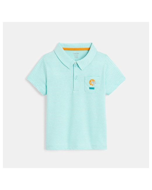 Polo fines rayures palmier poche