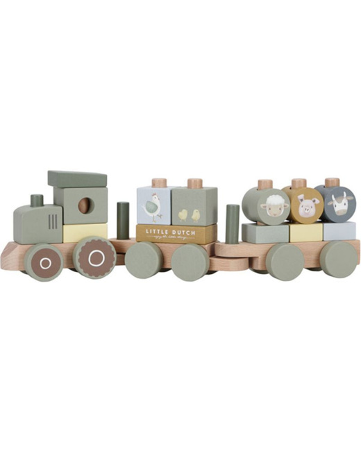 Train à blocs en bois tracteur - Little Farm