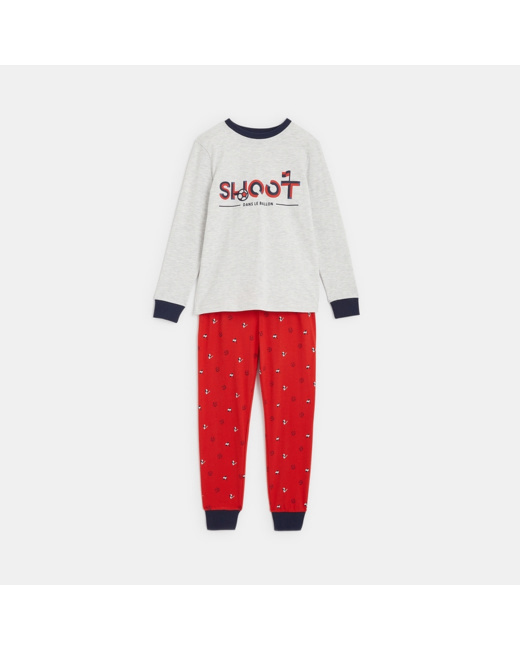 Pyjama 2 pièces en jersey motif foot rouge garçon